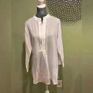 Haute Latitude White 3/4 button down 100% cotton shirt - Size Large